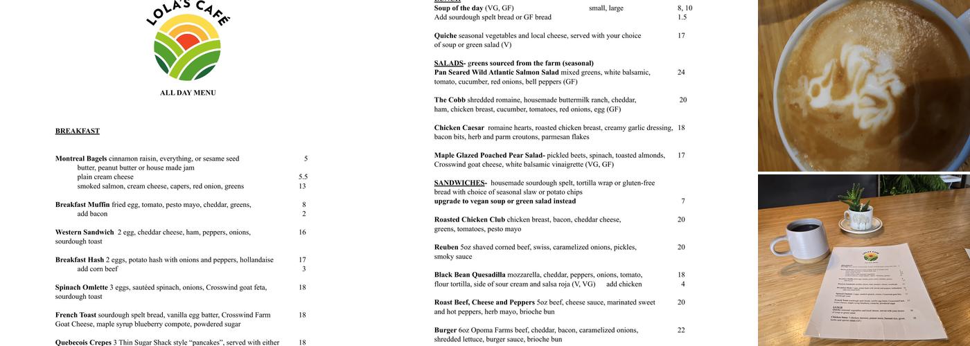 Lola's Cafe Menu