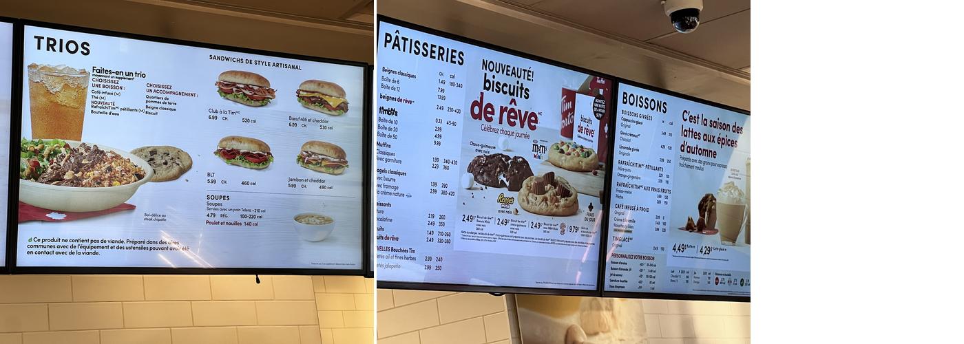 Tim Hortons Menu