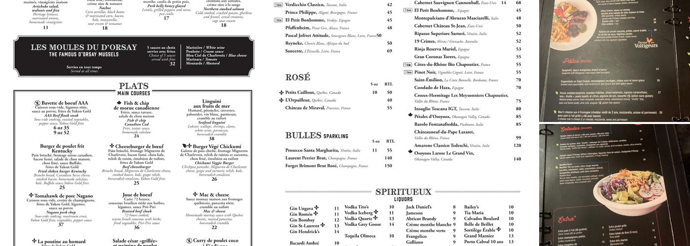 D'Orsay Menu