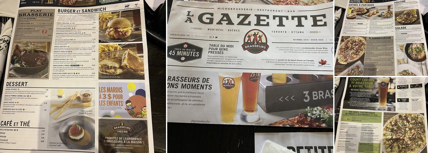 3 Brasseurs - Anjou Menu