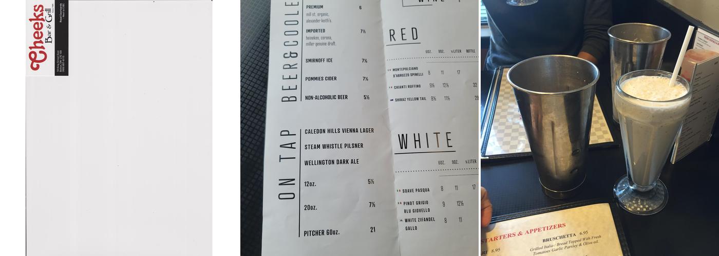 Cheeks Bar & Grill Menu