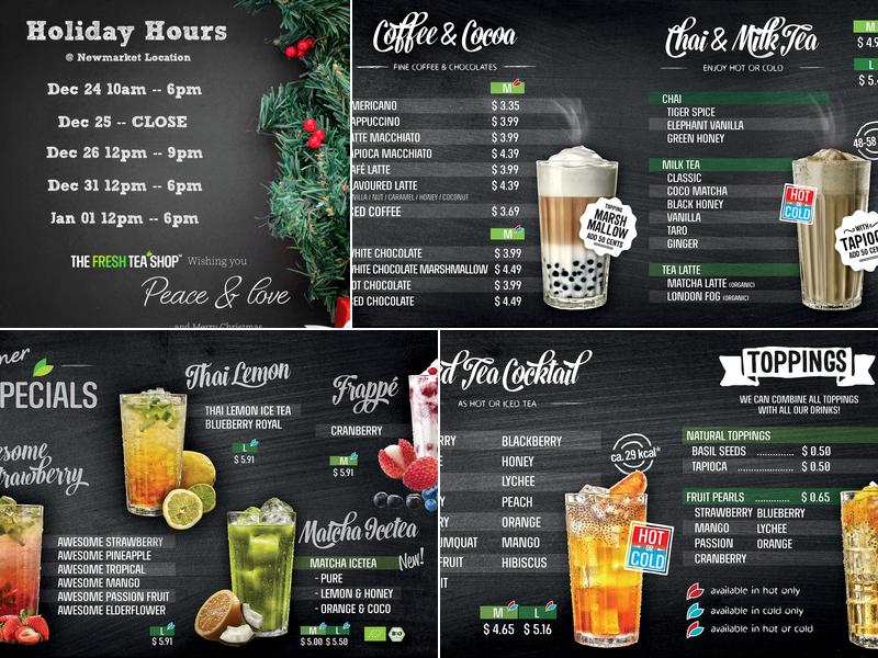 The Fresh Tea Shop Menu