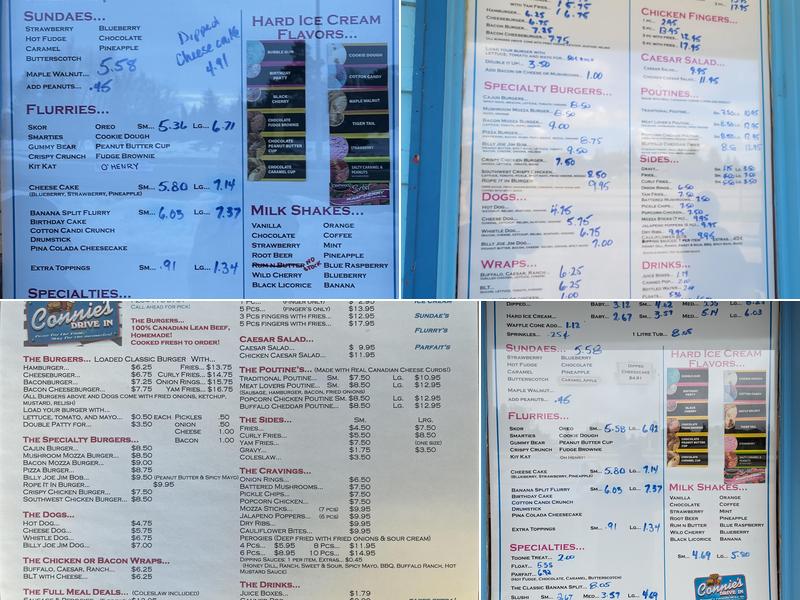 Connie's Drive In Menu