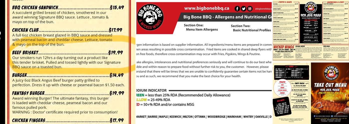Big Bone BBQ Menu