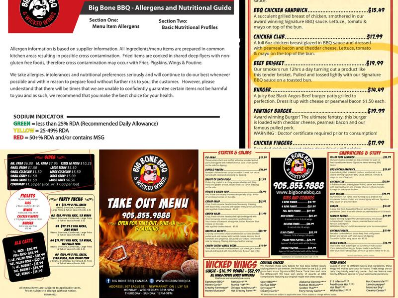 Big Bone BBQ Menu