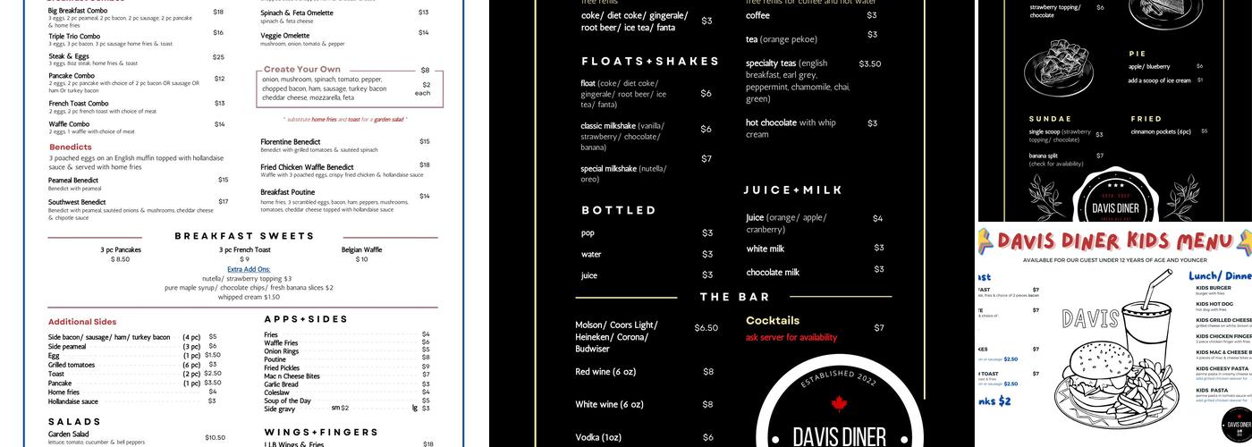 Davis diner Menu