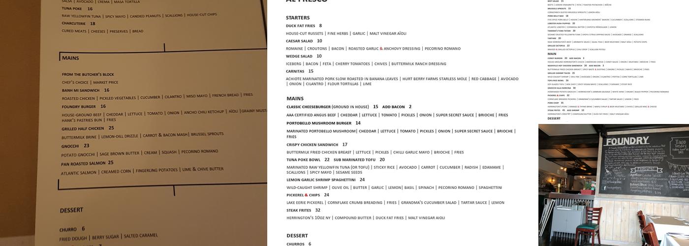 Foundry Kitchen & Bar Menu