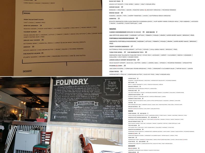 Foundry Kitchen & Bar Menu
