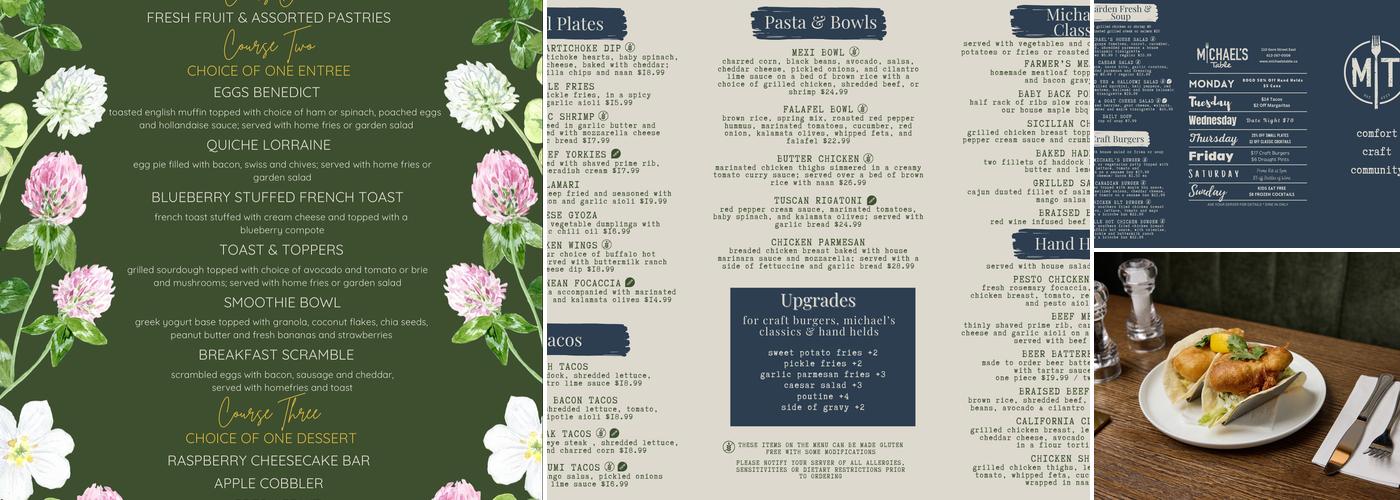 Michael's Table Restaurant Perth Menu