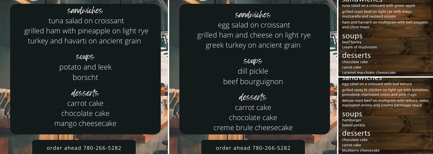 Higher Grounds Cafe Menu