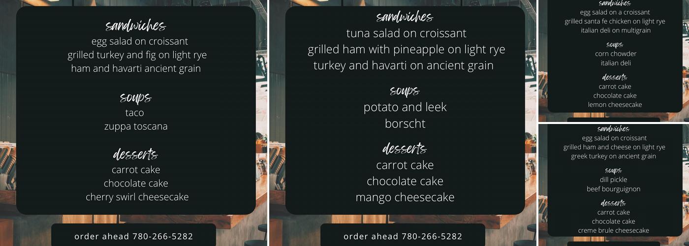 Higher Grounds Cafe Menu
