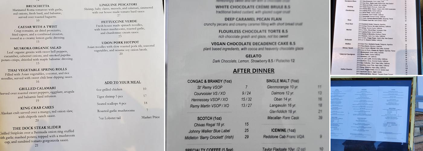 Dock Of The Bay Steak & Seafood Grille Menu