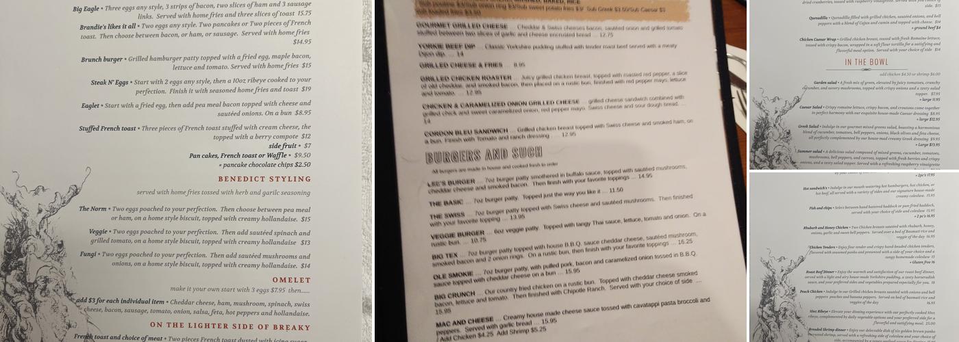 Eagles Nest Restaurant Menu