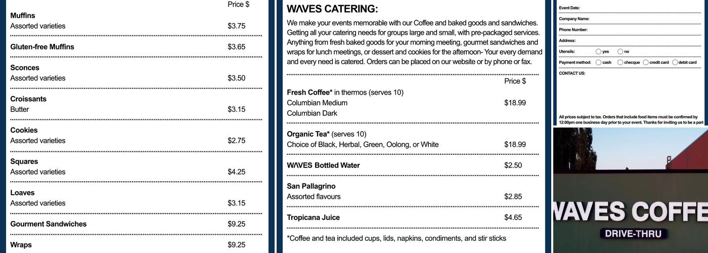 Waves Coffee House- Hampton Landing Menu