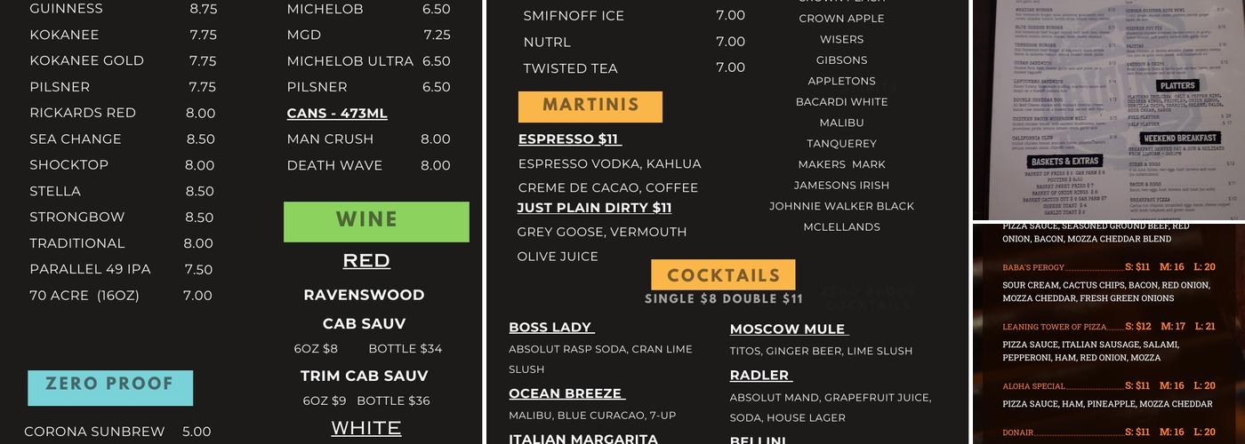 Caffrey's In The Park Menu