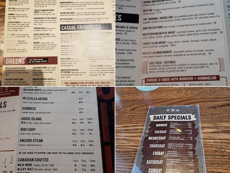 Original Joe's Menu