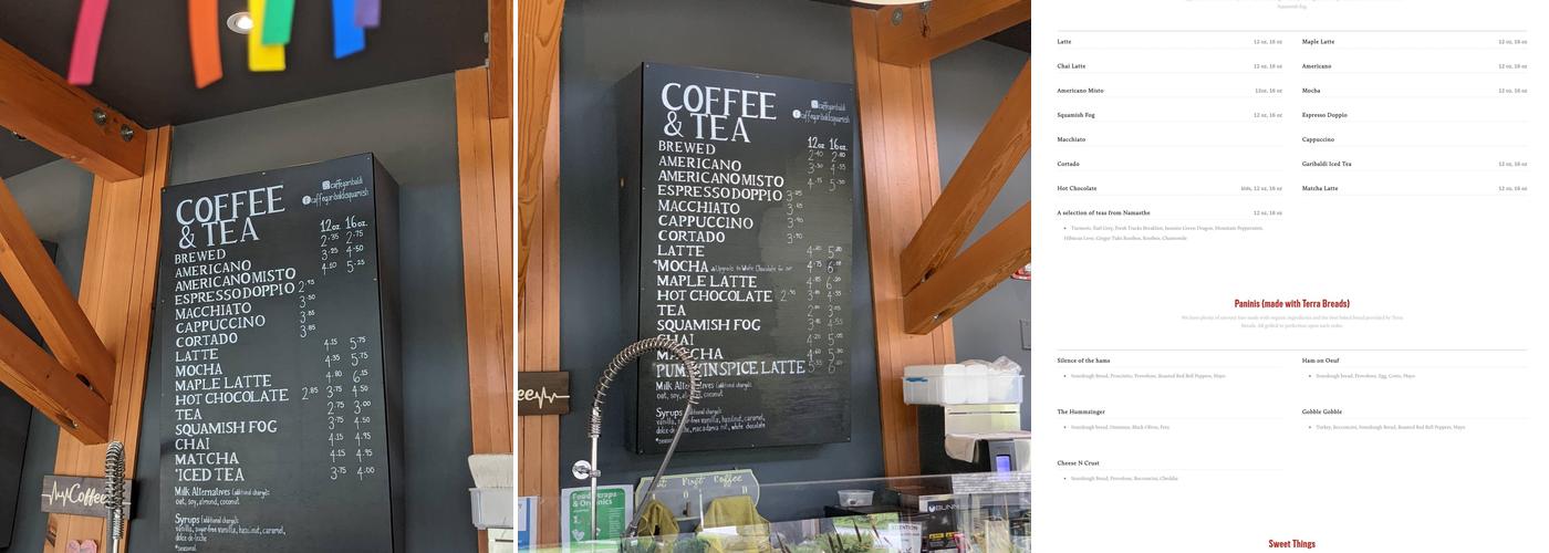 Caffè Garibaldi Menu