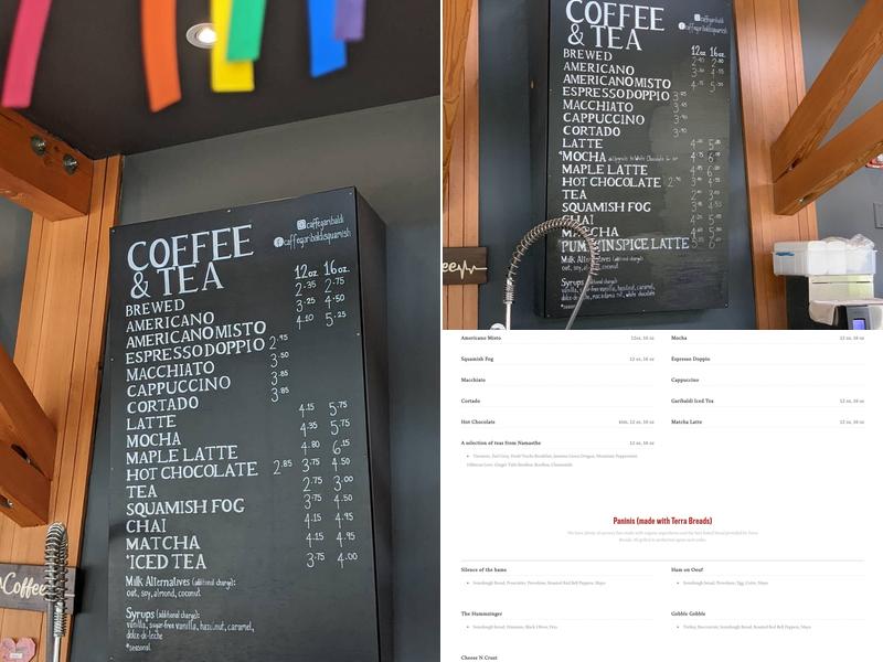 Caffè Garibaldi Menu