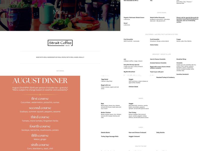 Strait Coffee Ltd Menu