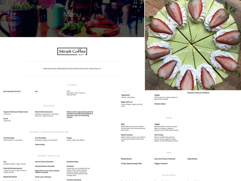 Strait Coffee Ltd Menu
