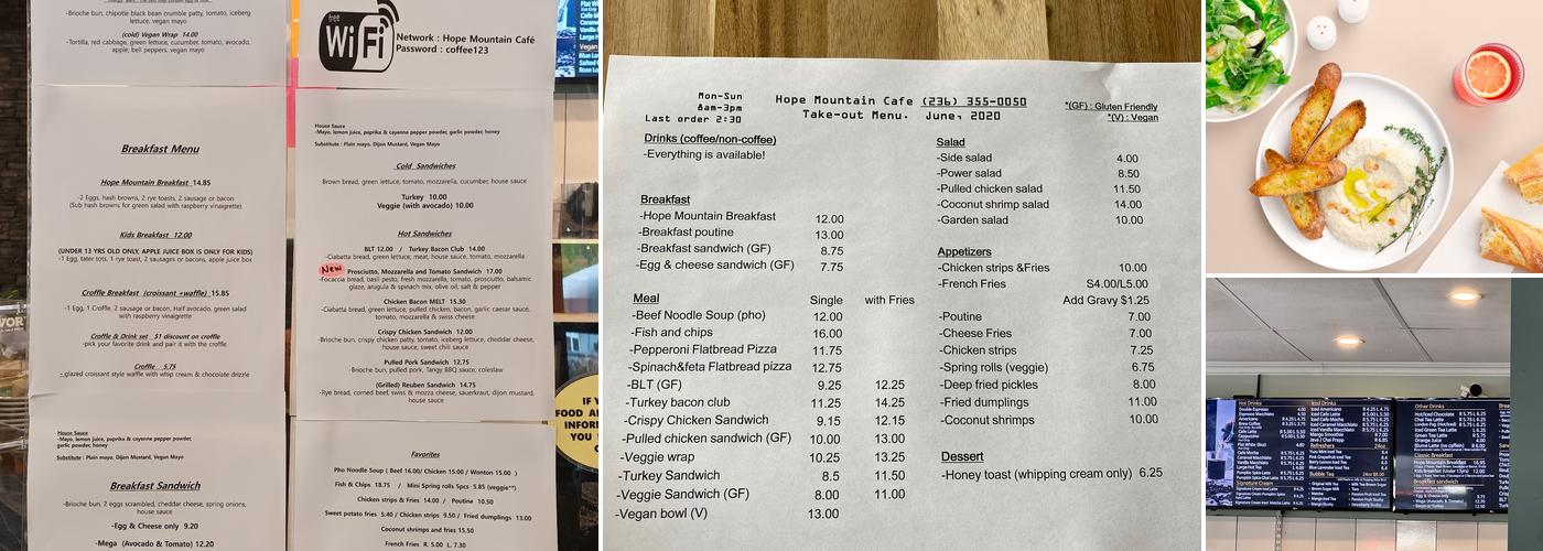 Hope Mountain Cafe Menu