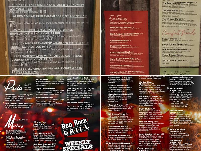 Red Rock Grill Menu
