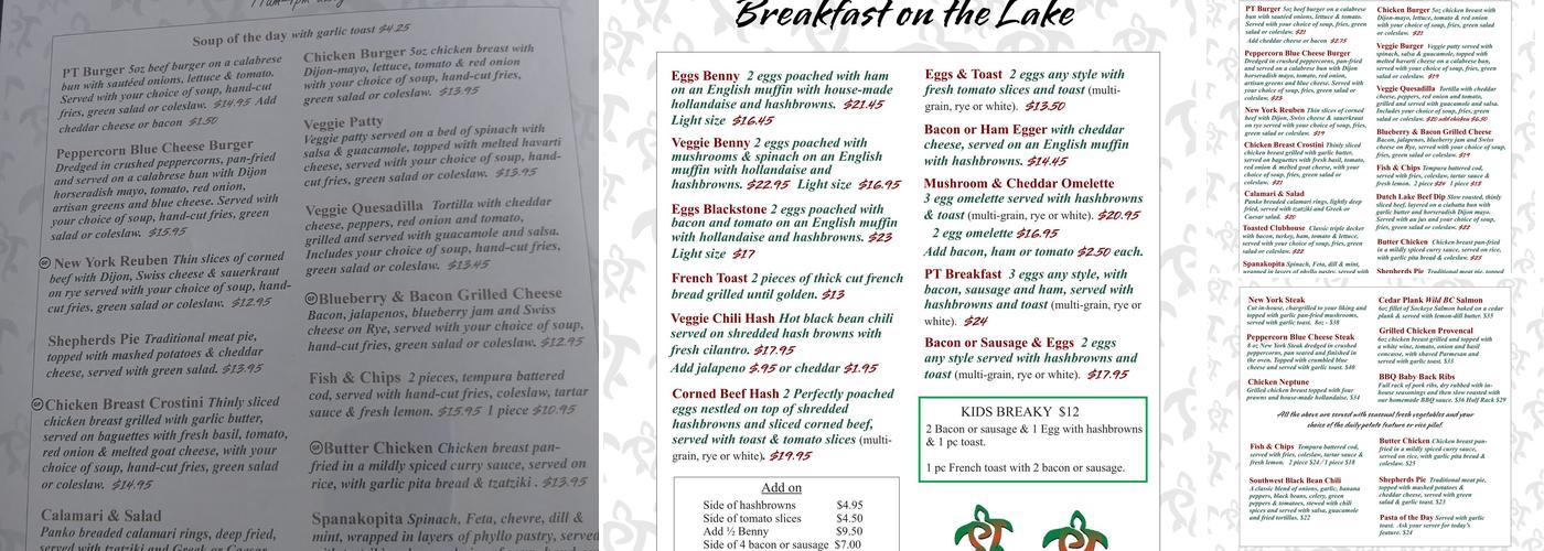 Painted Turtle Restaurant Menu