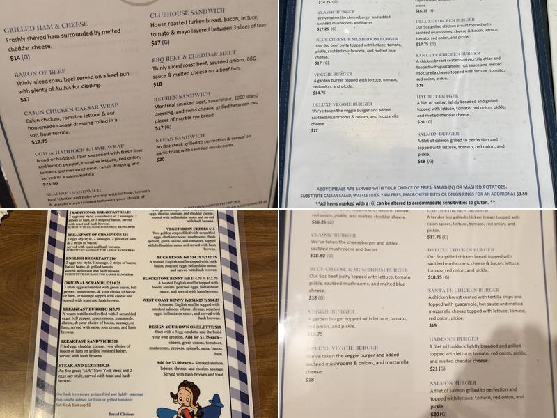 Mary's Bleue Moon Cafe Menu