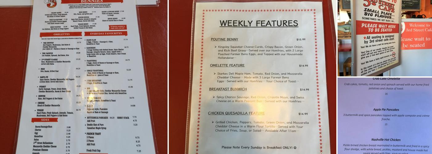 3rd Street Cafe Menu