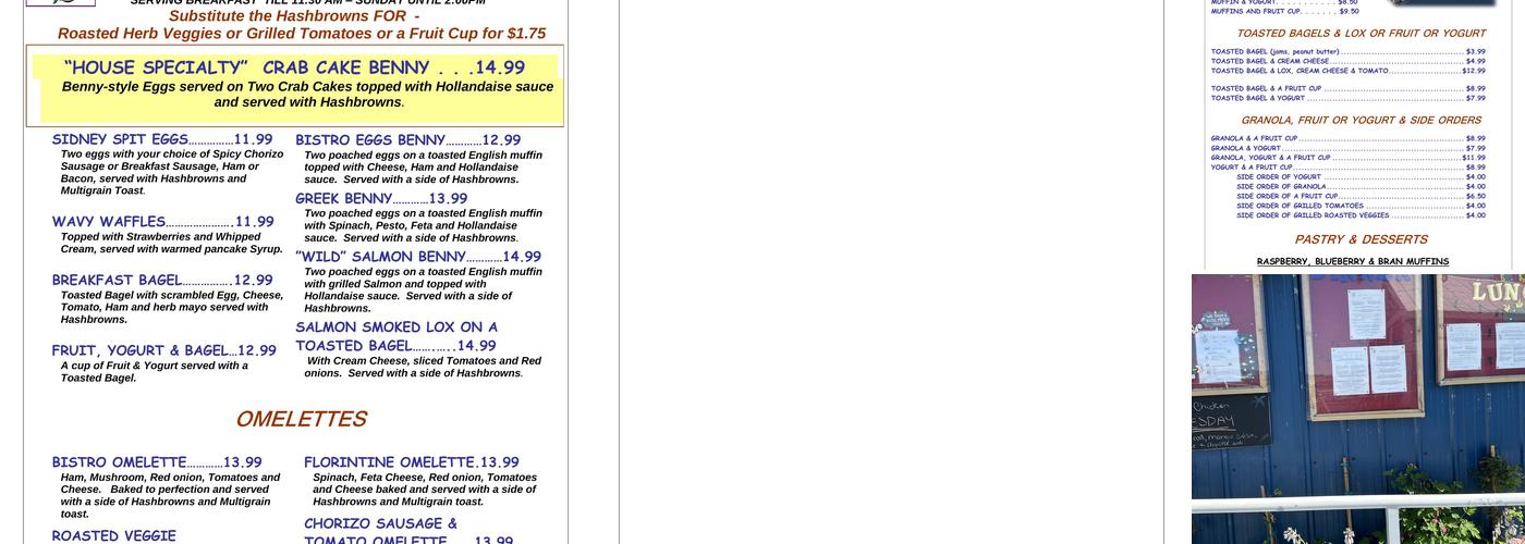 The Pier Bistro Menu