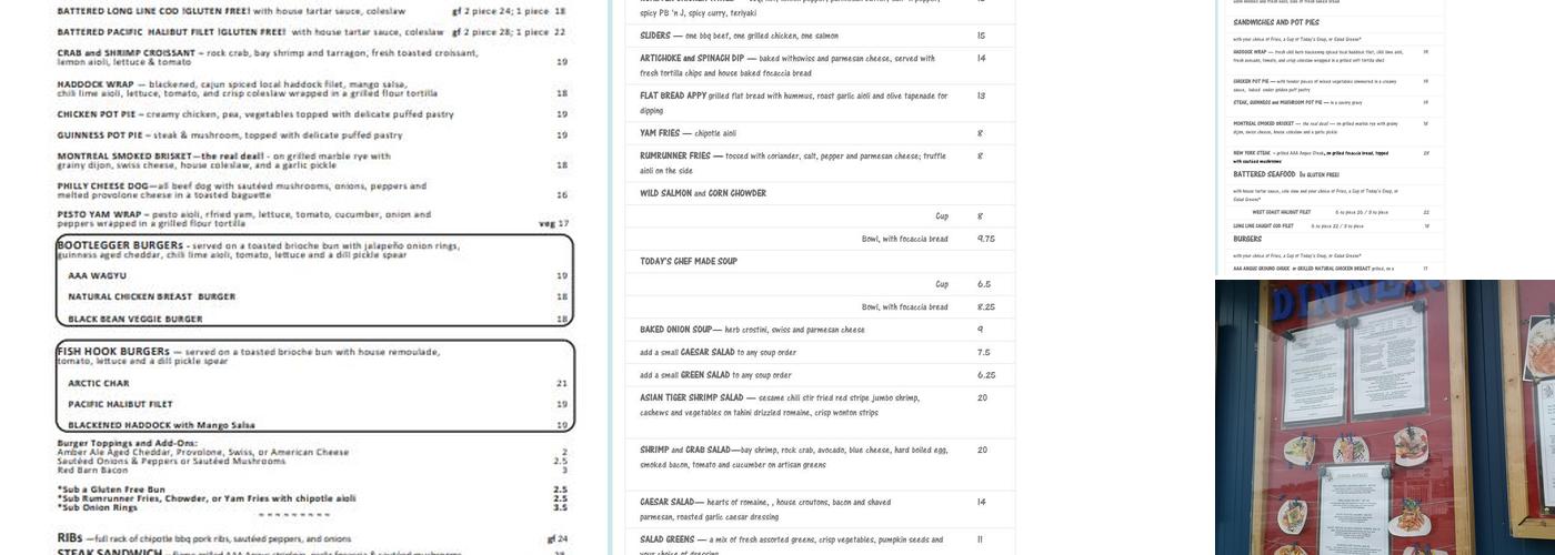 Rumrunner Pub & Restaurant Menu