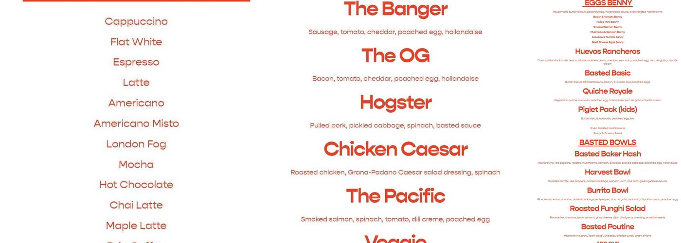 Basted Baker Menu