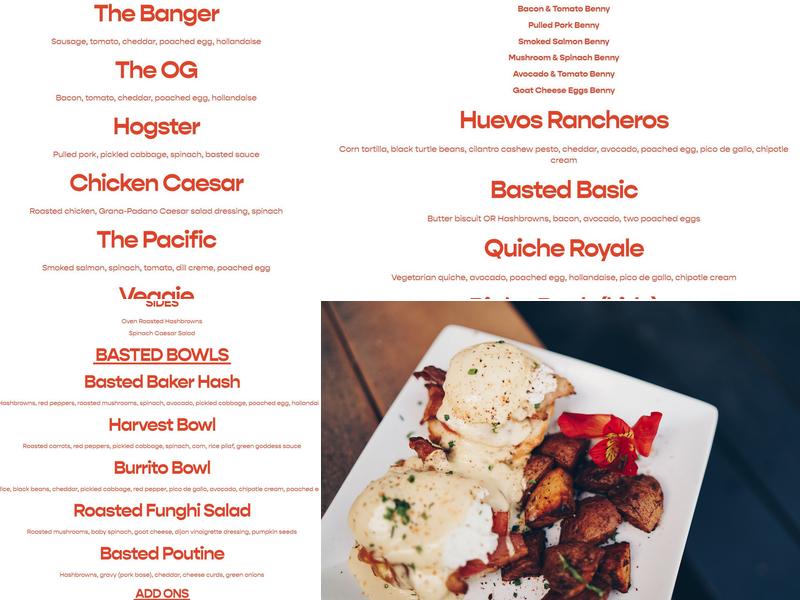 Basted Baker Menu