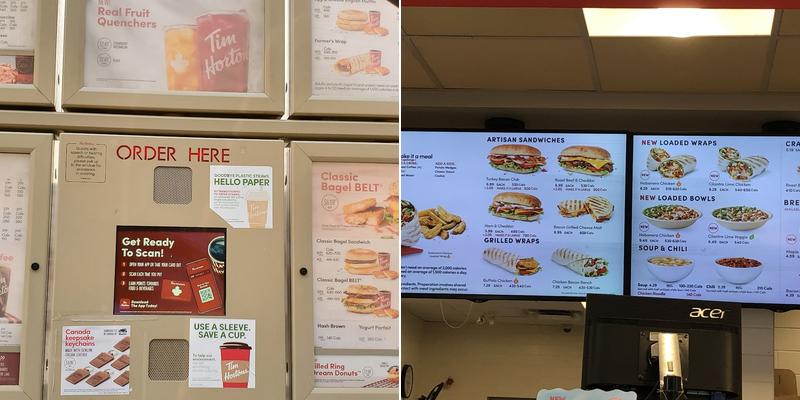 Tim Hortons Menu