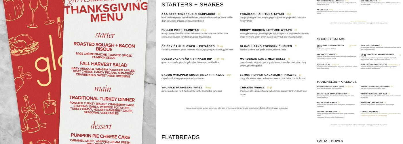 Glo Restaurant + Lounge Menu