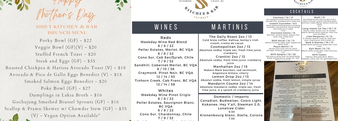 Shift Kitchen & Bar Menu
