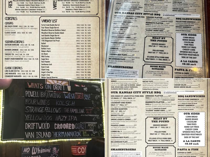 Hog Shack Cook House Menu