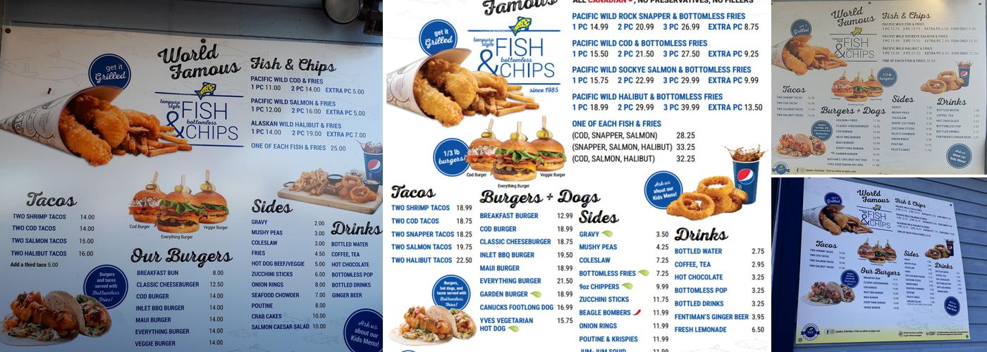 Pajo's Fish & Chips at Steveston Wharf Menu
