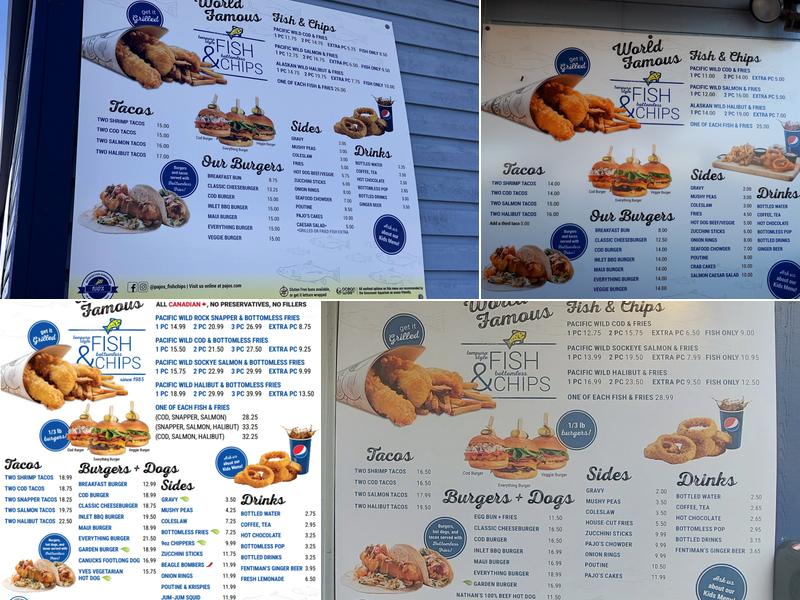 Pajo's Fish & Chips at Steveston Wharf Menu