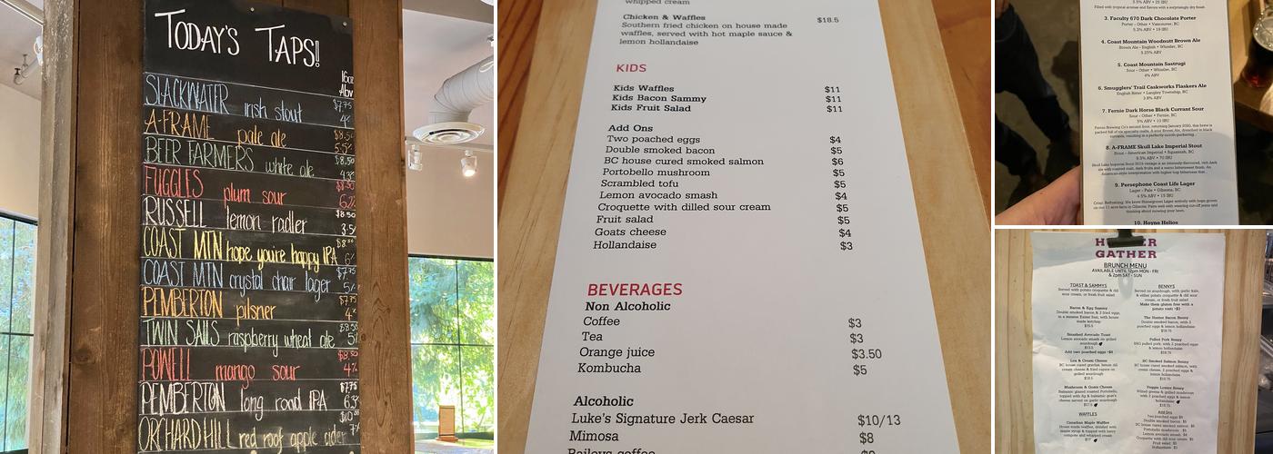 Hunter Gather Menu