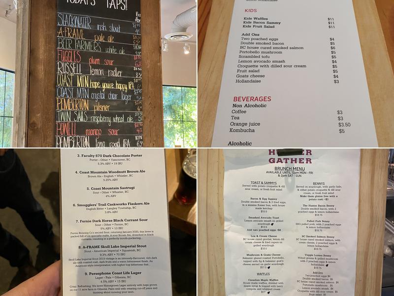 Hunter Gather Menu