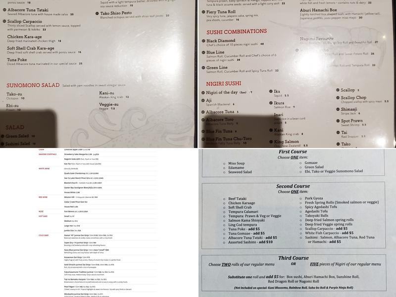 Nagomi Sushi Menu