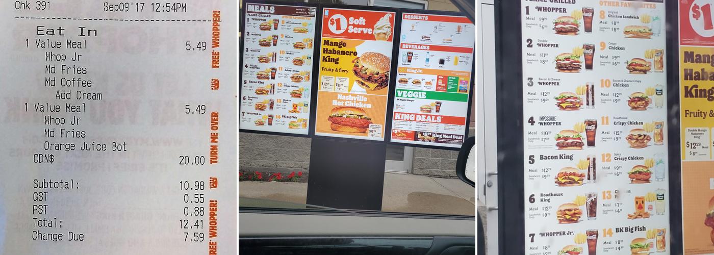 Burger King Menu