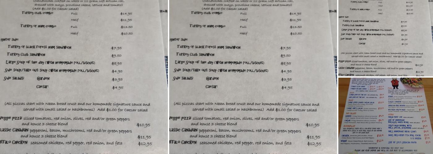 Crooked Phil's Cafe Menu