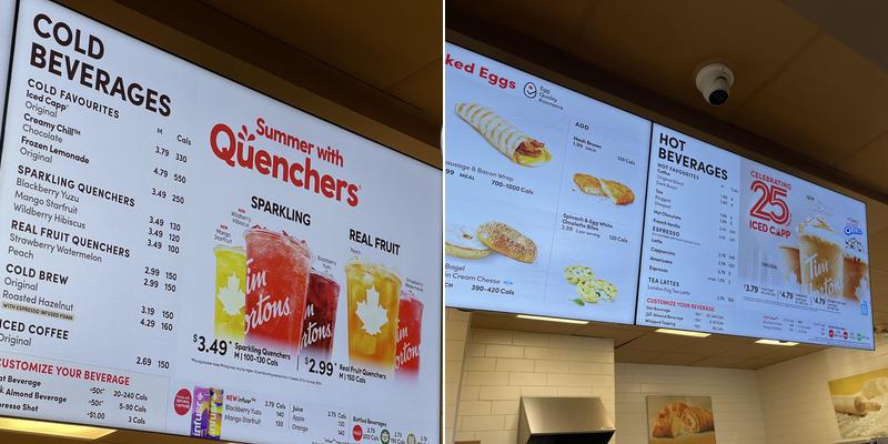 Tim Hortons Menu