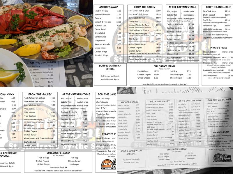 Harbour Front Restaurant Menu