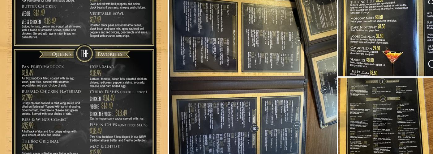 King's Arm Pub Menu