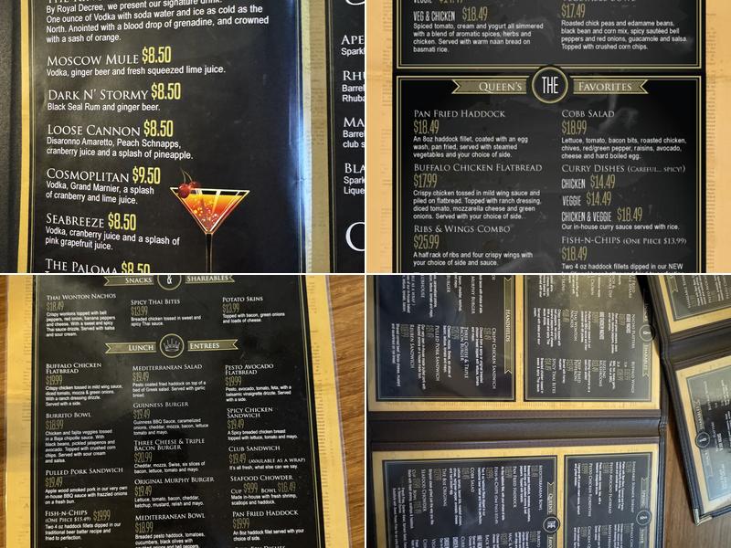 King's Arm Pub Menu