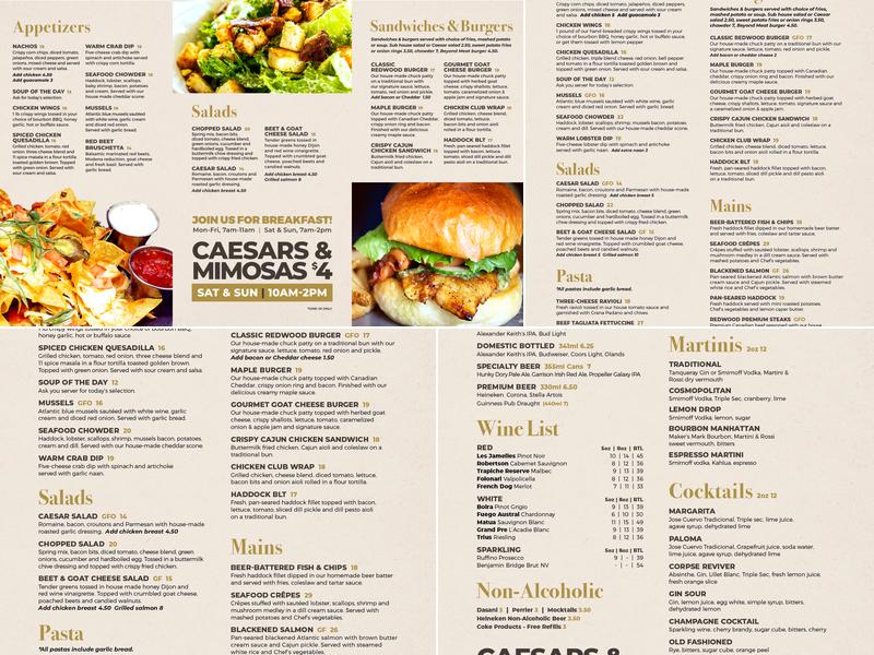 Redwood Grill Menu