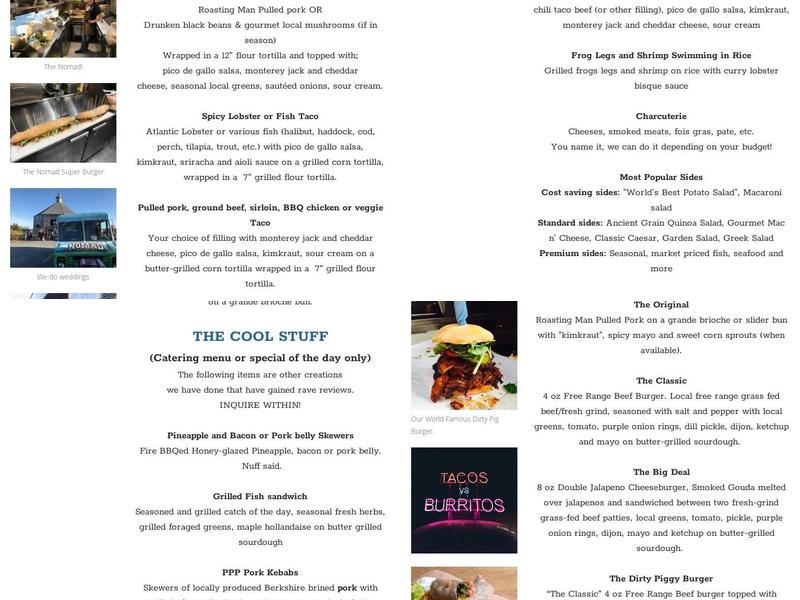 Nomad Gourmet Catering Menu